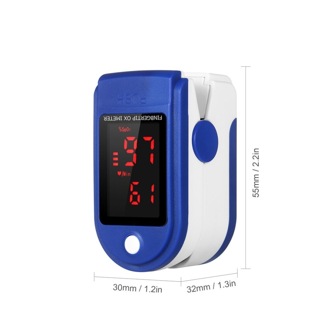 Generic-Fingertip Pulse Oximeter LED Display Blood Oxygen Saturation &amp; Heart Rate Monitor Fingertip SpO2 Measurement Meter with Lanyard-Blue
