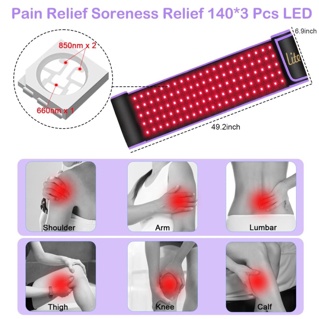 Red Light Therapy BeltInfrared Light Therapy Red Light Therapy Device with Pulse Mode for Body Pain Relief Near Infrared LED Red Light Therapy Wrap Wearable Pad for Leg Knee Back Waist Should