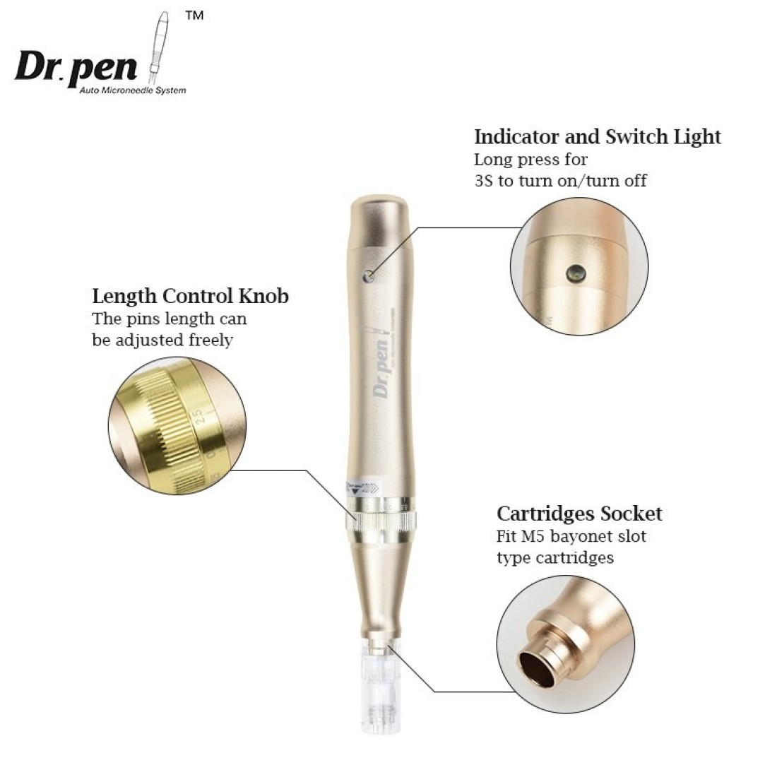Electric Wireless Dr pen M5 Auto Derma Machine Micro Derma Rolling System Therapy Pen anti aging Scar Removal