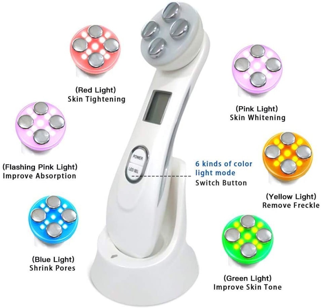 Tikiop Rf Radio Frequency Facial Machine, Skin Care Radio Frequency LED Light Therapy Anti Aging Facial Skin Tightening Facial Care System