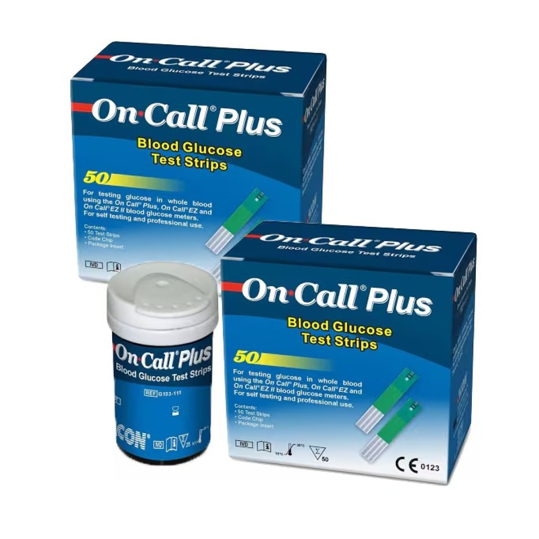 On Call Plus Blood Glucose Monitoring System with 2 Packs Blood Glucose Test Strips 50 Count Each