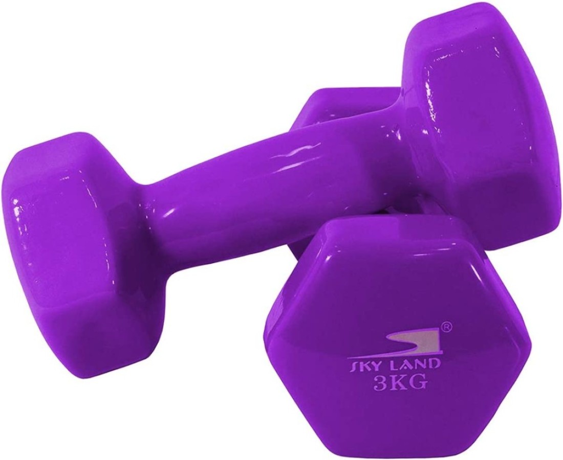 Sky Land Classical Head Vinyl Dumbbell Set, 3 Kg X 2 - Purple, Em-9219-3