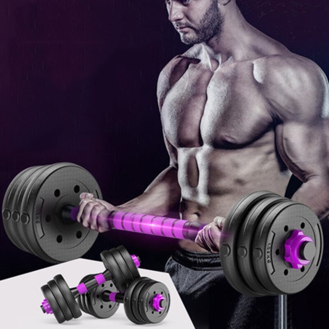 Fitness Plastic Dumbbells Adjustable Dumbbells Unisex Fitness Barbell Steel A Pair of PU Dumbbells Household Set 20kg