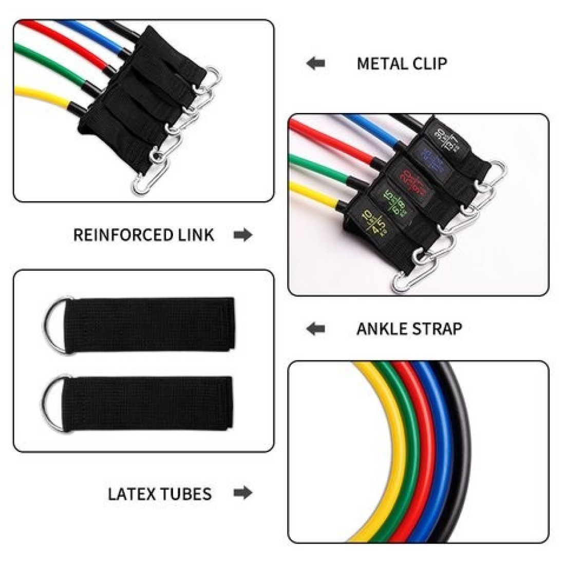 Doreen 11pcs set Fitness Resistance Bands Tubes Yoga Pull Rope Sport Fitness Gum Workout Exercise Bands Gym Sport Rubber Expander