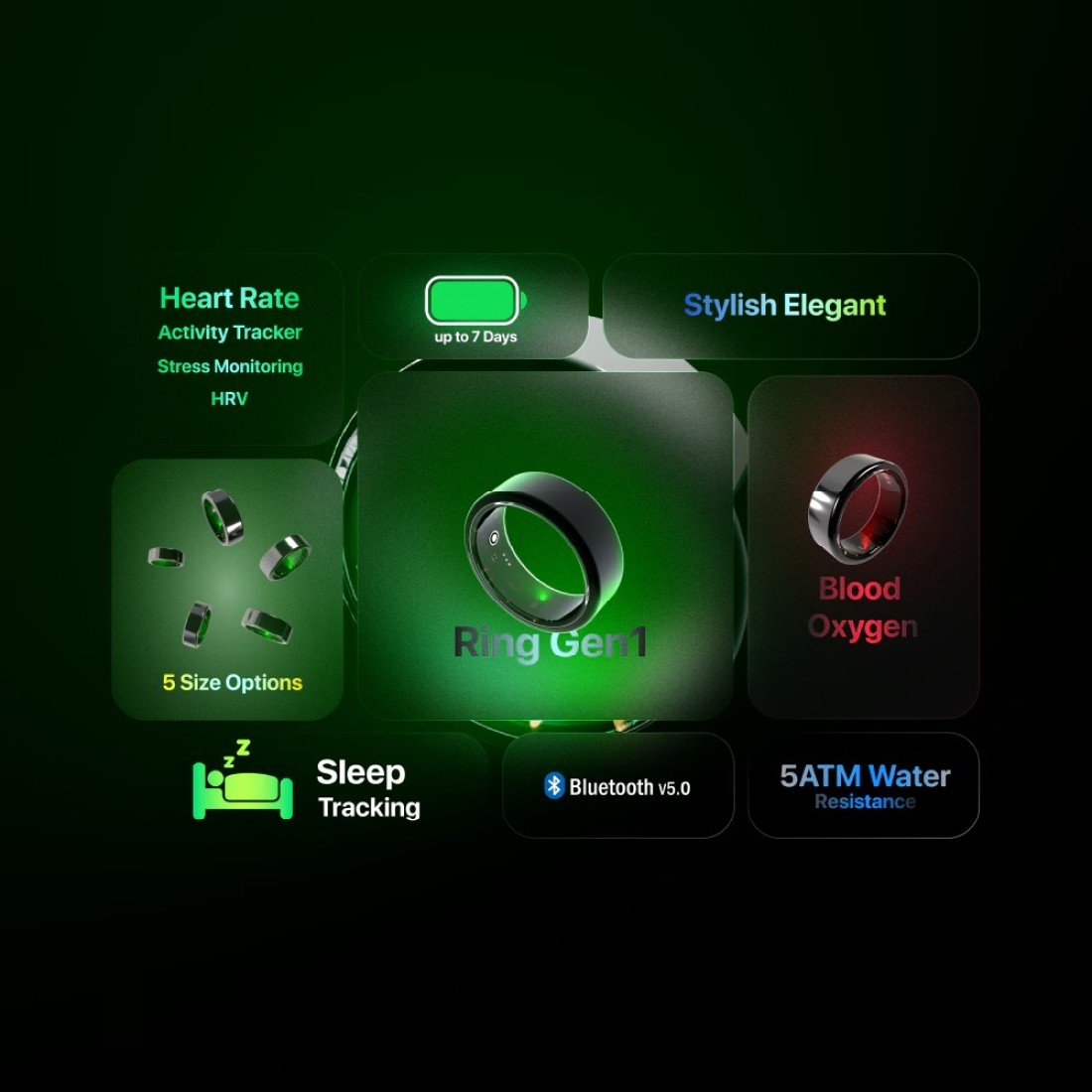 SEEKEN Gravity Ring Gen 1 Fitness Tracker Health Monitoring Touch Control Fashionable Stylish Smart Ring Premium Design.