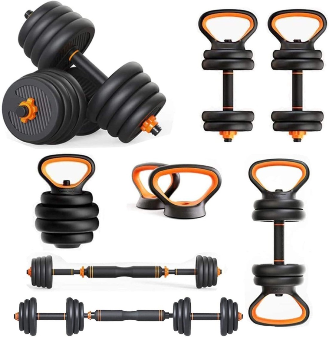 Marshal Fitness Adjustable Dumbbell Set,Free Weights Dumbbells Set with Connecting Rod Used as Barbell, Dumbbell, Kettlebell and Push-ups.Free Weights for Women and Men,Weight -30kg
