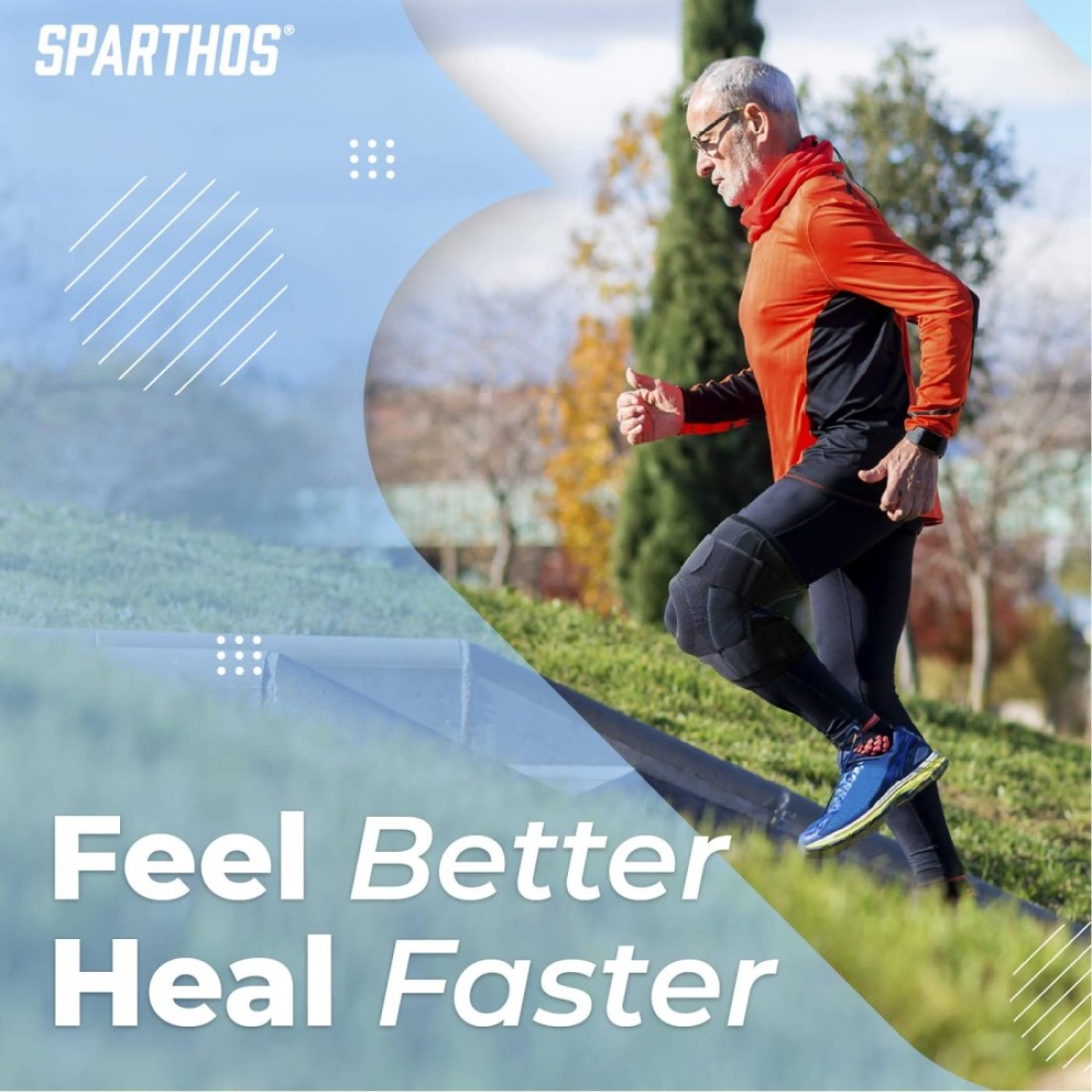 Sparthos Knee Brace Relieves ACL MCL Meniscus Tear Arthritis Tendonitis Pain Open Patellar Design with Dual Hinged Support Compression for Running Working Out For Men and Women Medium