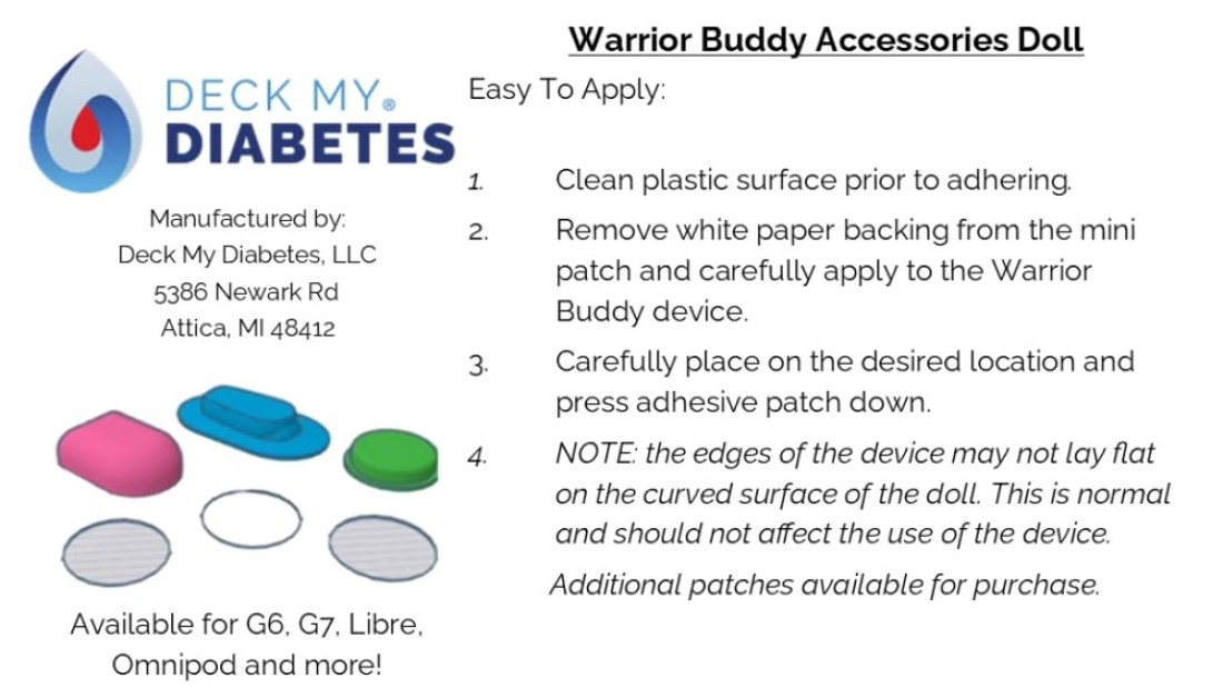Warrior Buddy Diabetes Accessories compatible with 18 dolls or plush toys Omnipod Plastic
