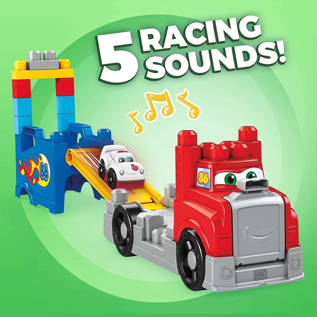 Mega Bloks First Builders Build &amp; Race Rig With Big Building Blocks, Building Toys For Toddlers (16 Pieces) Fvj01