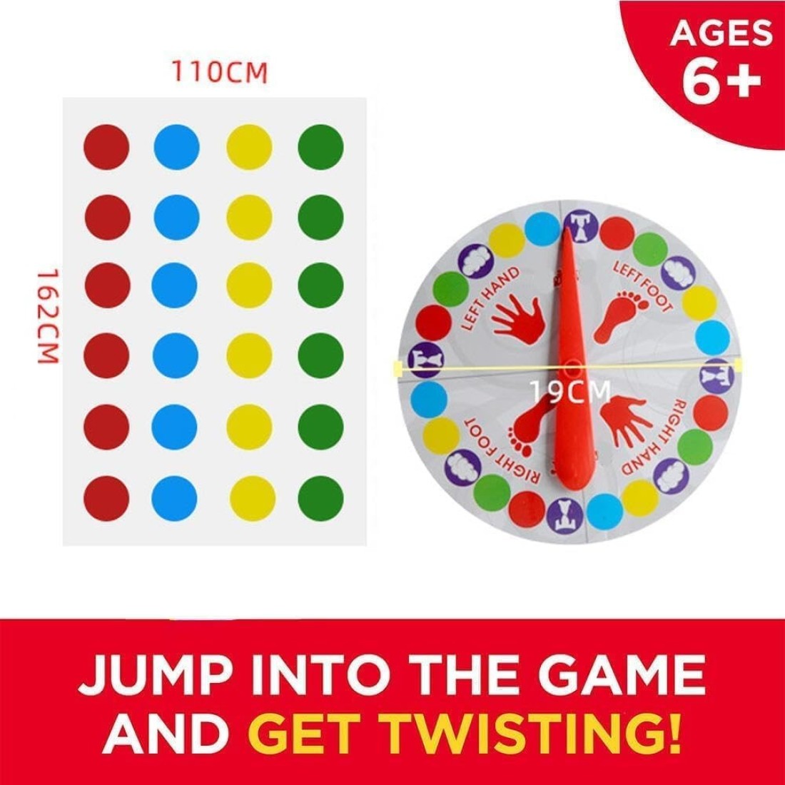 Twister Classic Board Game for 2 or More Players,Game Floor Mat with Spinner for Indoor Outdoor Game Party