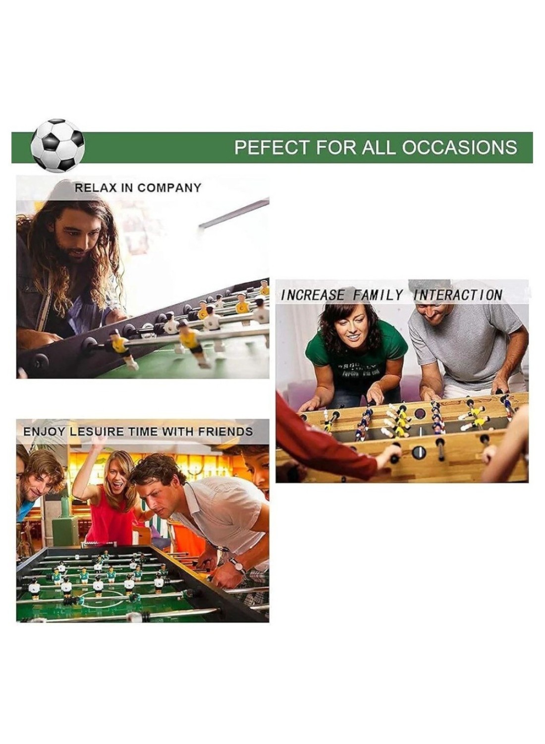 Yeasha,Wooden Mid-Sized Football Table Soccer Game With 4 Rods Toys For All Age.