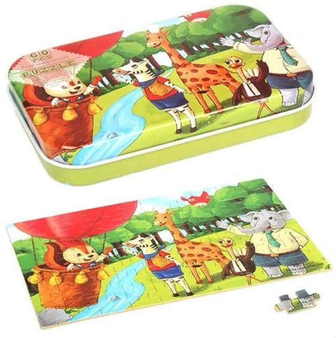 Aiwanto 60Pcs Zoo Puzzle Animal Jigsaw Puzzle Zoo Animal Educational Puzzles