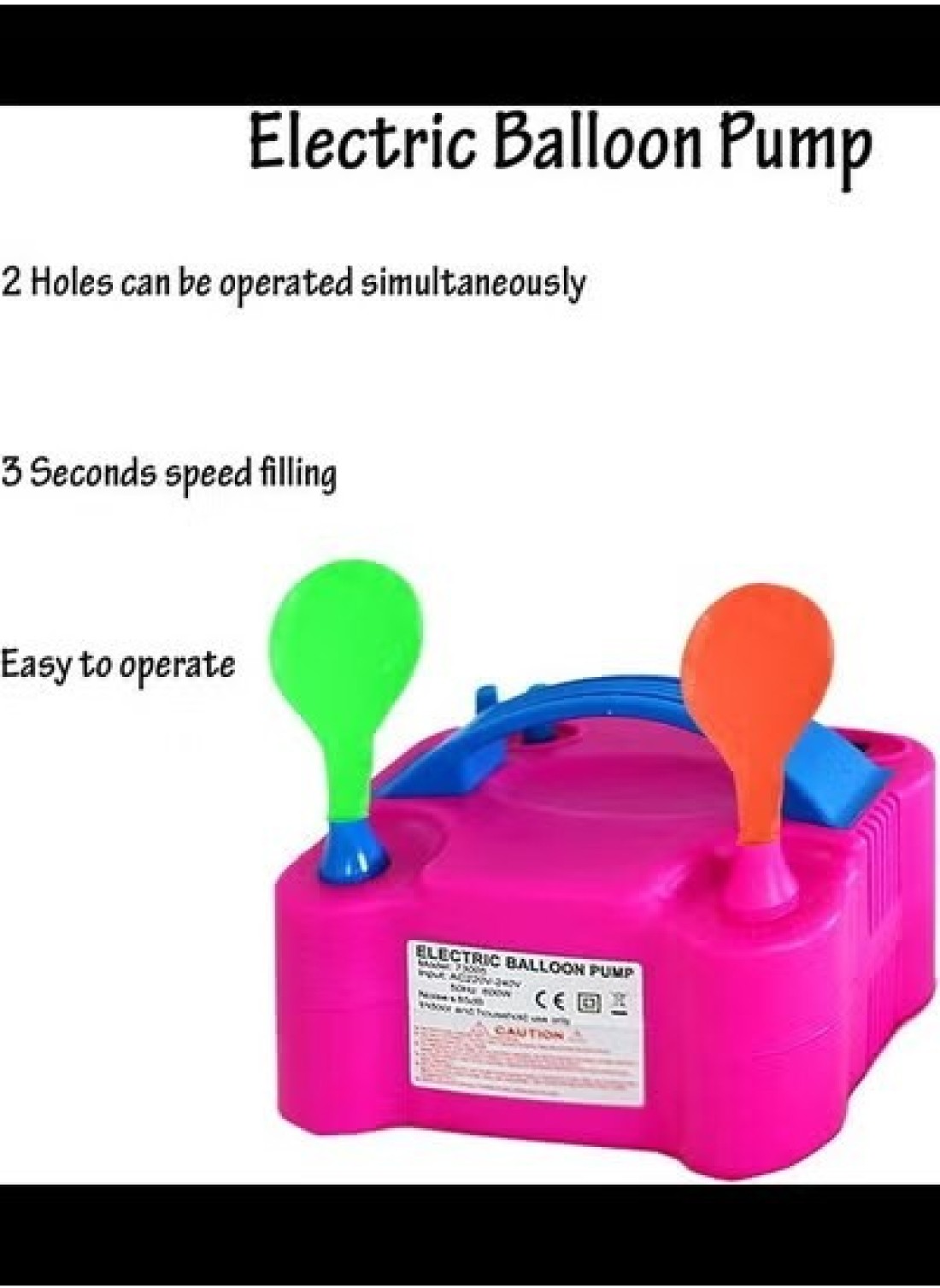 Radiotronics Electric Air Balloon Pump,Portable Dual Nozzle Electric Baloon Pump Inflator/Blower - 220V-240V 600W Electric Balloon Blower Pump for Party Decoration, Faster and Save Time