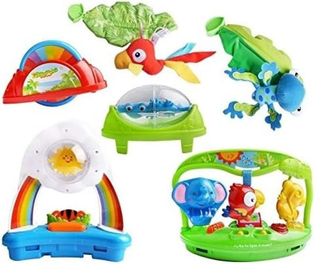 كرسي هزاز تفاعلي للأطفال من Rainforest Jumperoo مزود بمركز اكتشاف وأضواء وأصوات