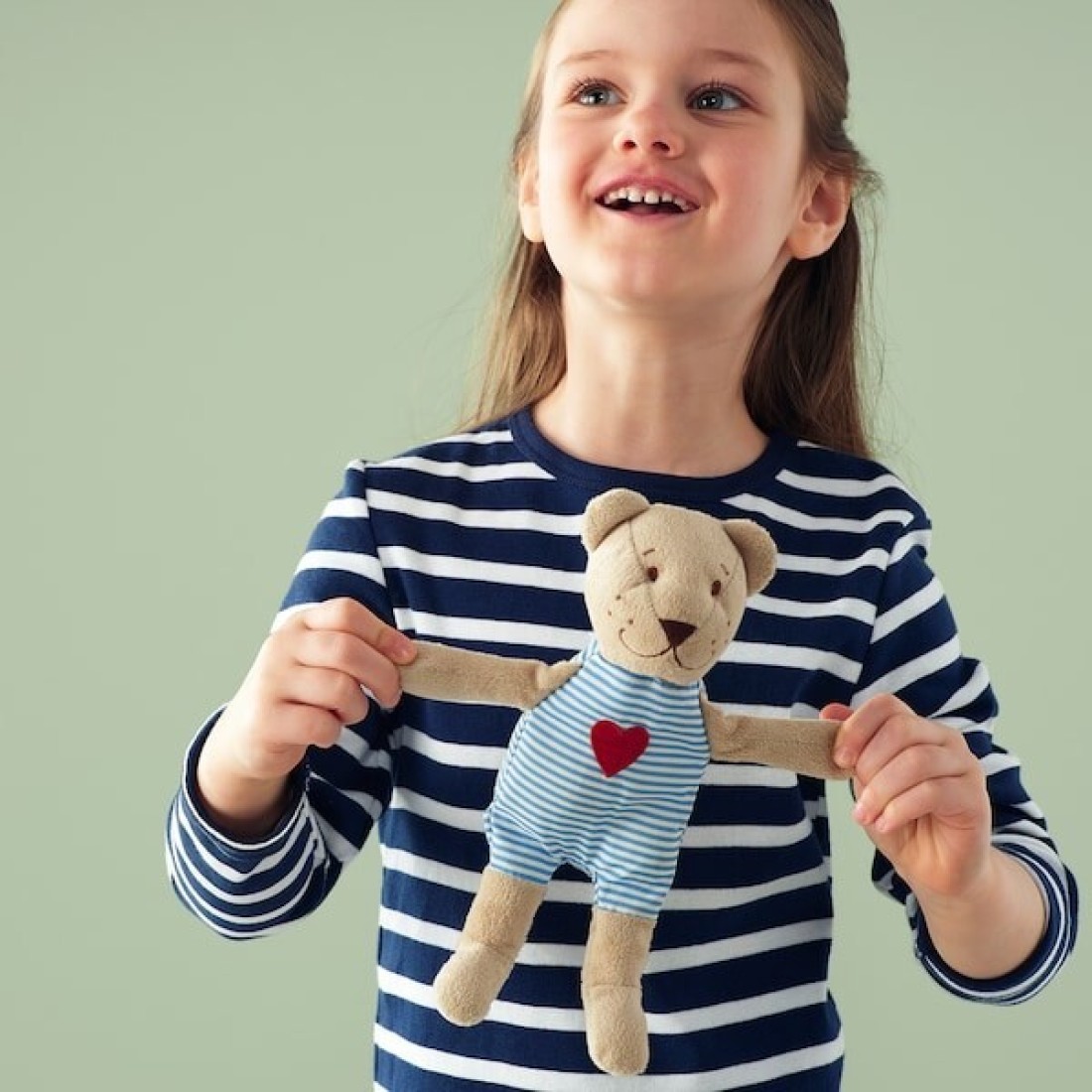 Soft Toy Teddy Bear With Its Heart In The Right Place Lively Eyes 21cm