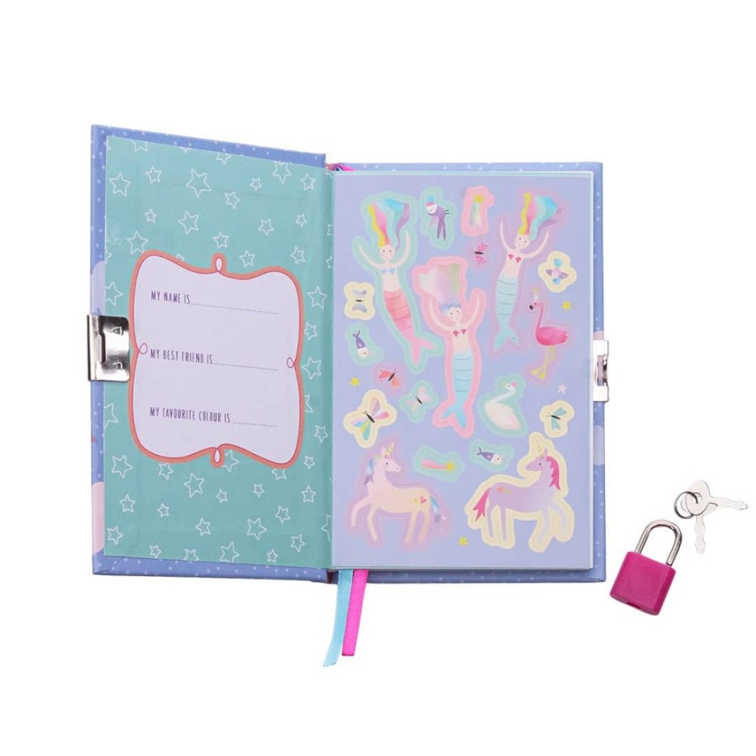 Floss &amp; Rock Fantasy My Scented Secret Diary - Scented Lockable Journal for Kids with Scented Sticker Sheet, Padlock and Key, And Kids Activity Book
