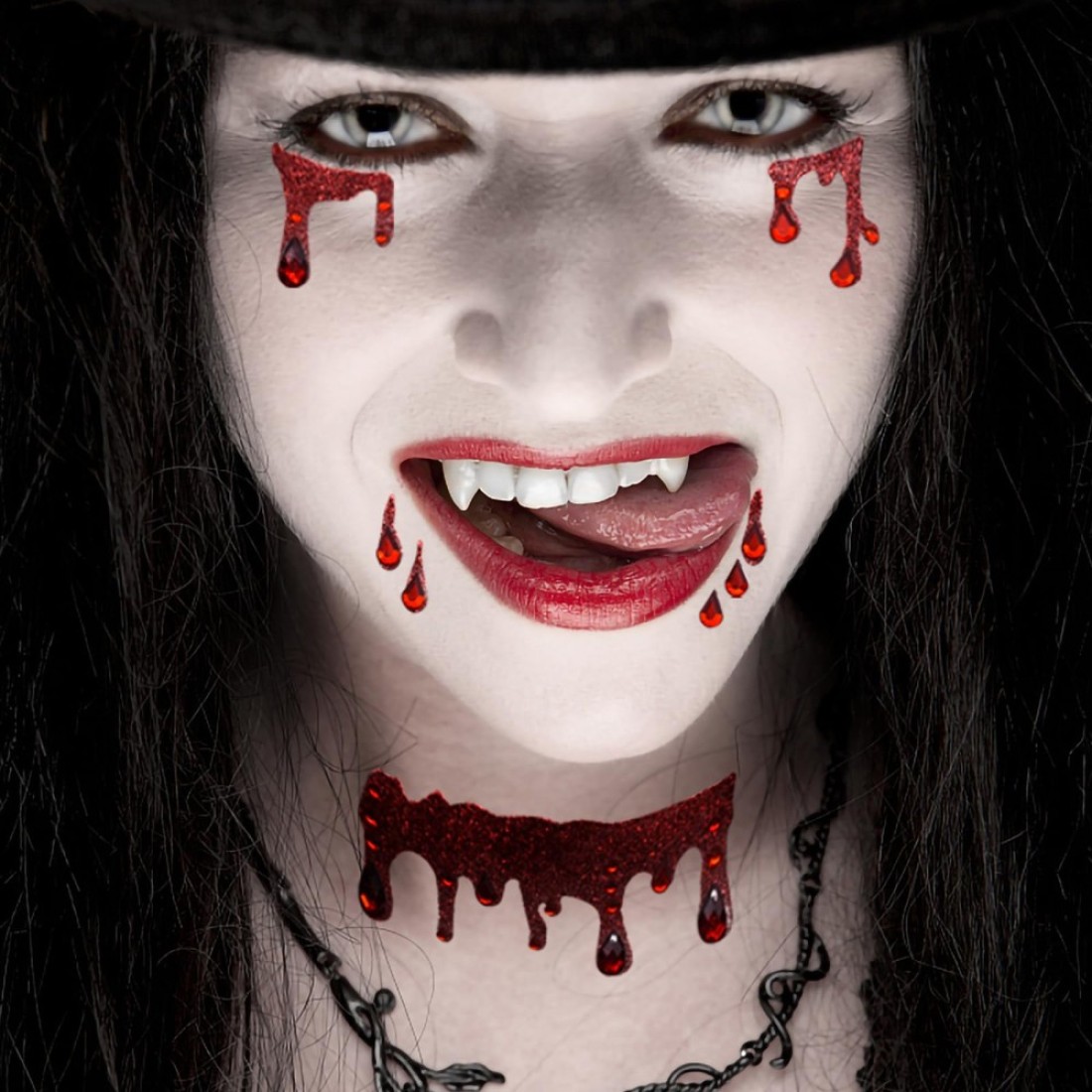 Halloween Cospaly Face Jewels Vampire Blood Costume Festival Face Gems Stick on Rhinestone Tattoo Stickers Pasties Self Adhesive Temporary Tattoos Fashion Jewelry for Party Vampire