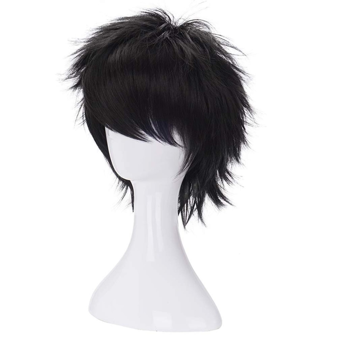 morvallyShort Messy Black Heat Resistant Synthetic Hair Wigs for Cosplay Halloween Anime