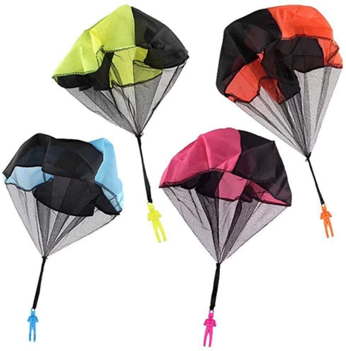 4Pcs Set Tangle Parachute Figures Hand Throw Soliders Square Outdoor Children&#39;s Flying Toys No String