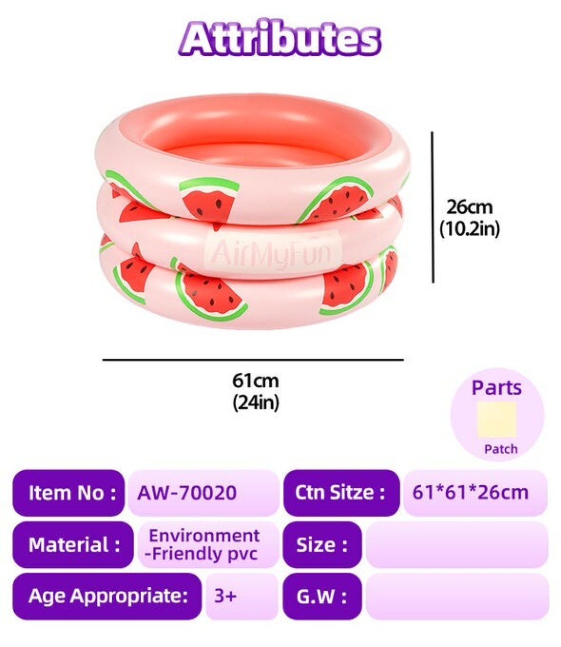 AirMyFun Water Melon Ball Pool for Kids 3+, 61x61x26CM