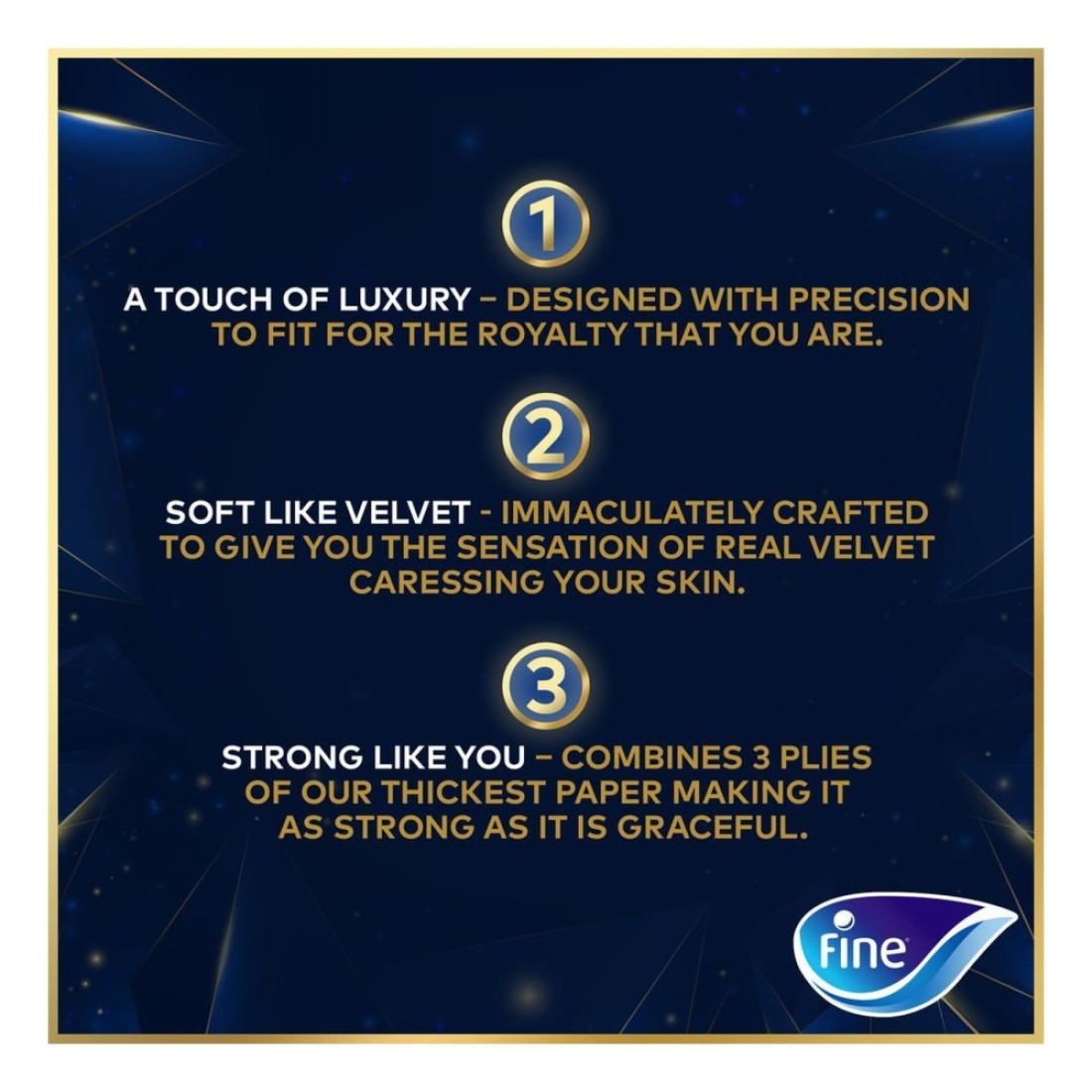 Fine Prestige 3 Ply Velvety Soft Tissue 96 Sheets Pack of 5
