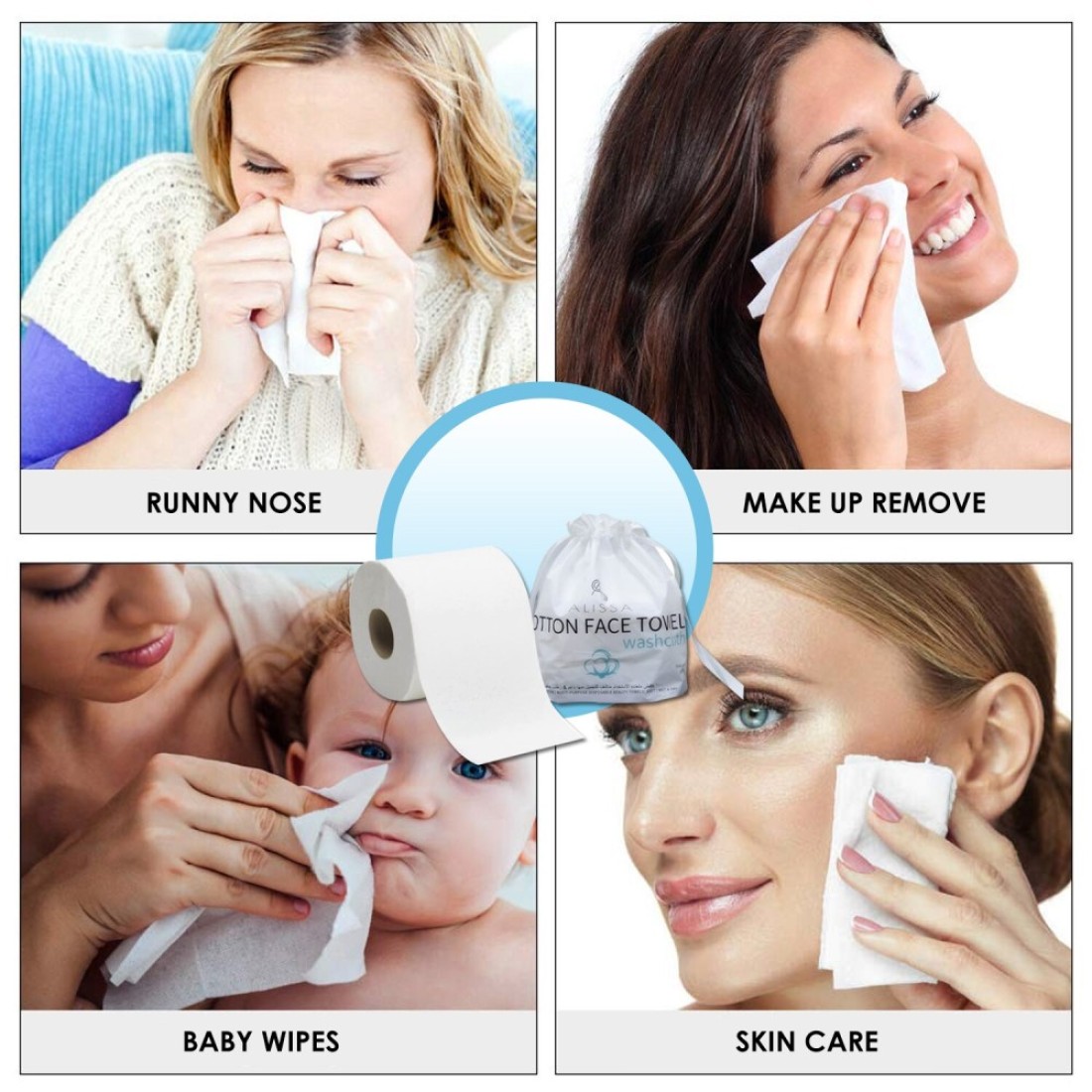 Aiwanto 5Pack Tissue Roll With Bag Cotton Tissue Reusable Disposable Face Towel