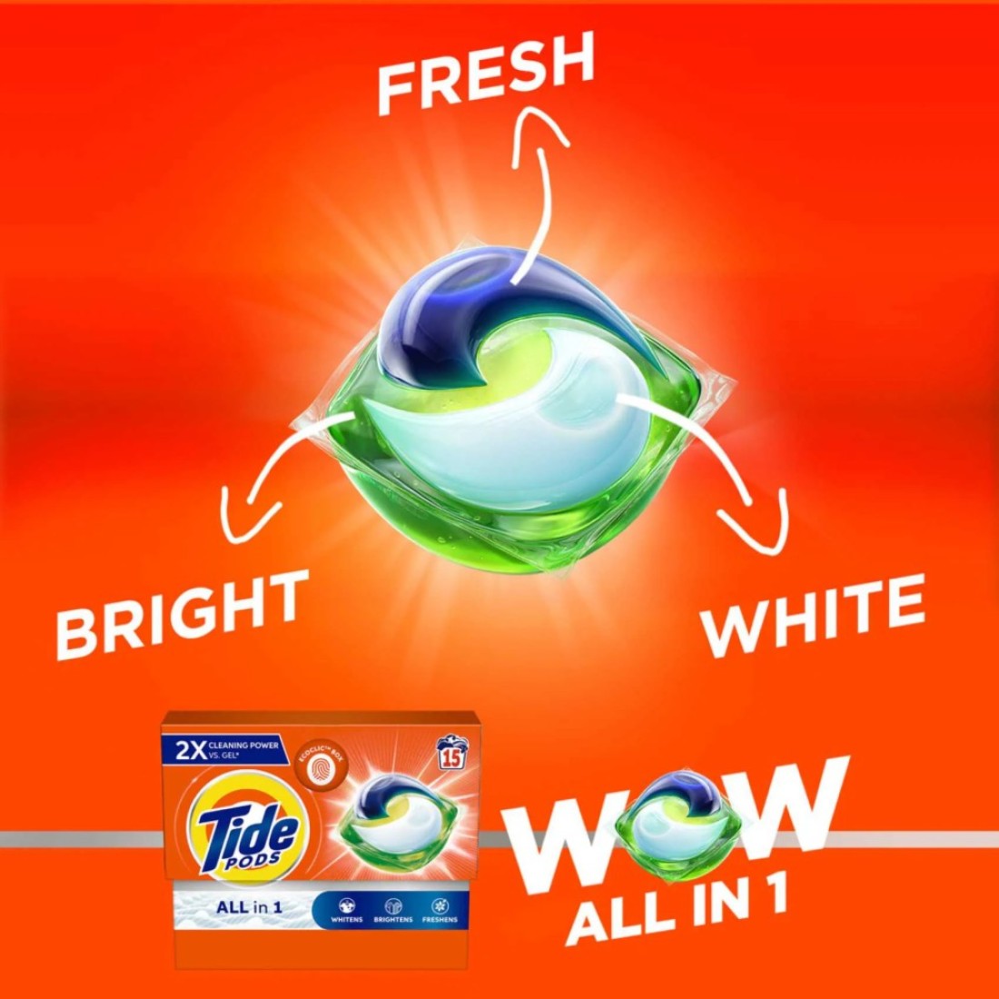 Tide Wow All-In-1 Laundry Detergent 15 Pods