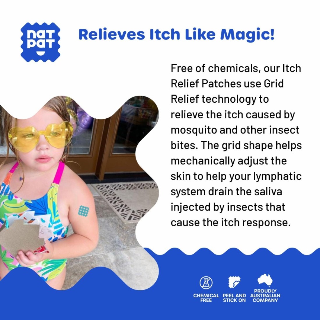 NATPAT Magic Patch Itch Relief Patches Insect Bite Patch for Mosquitos Ticks Midges Sandflies and Bed Bug Bites 30 Count BUZZPATCH The Original Natural Patch for Itch Relief
