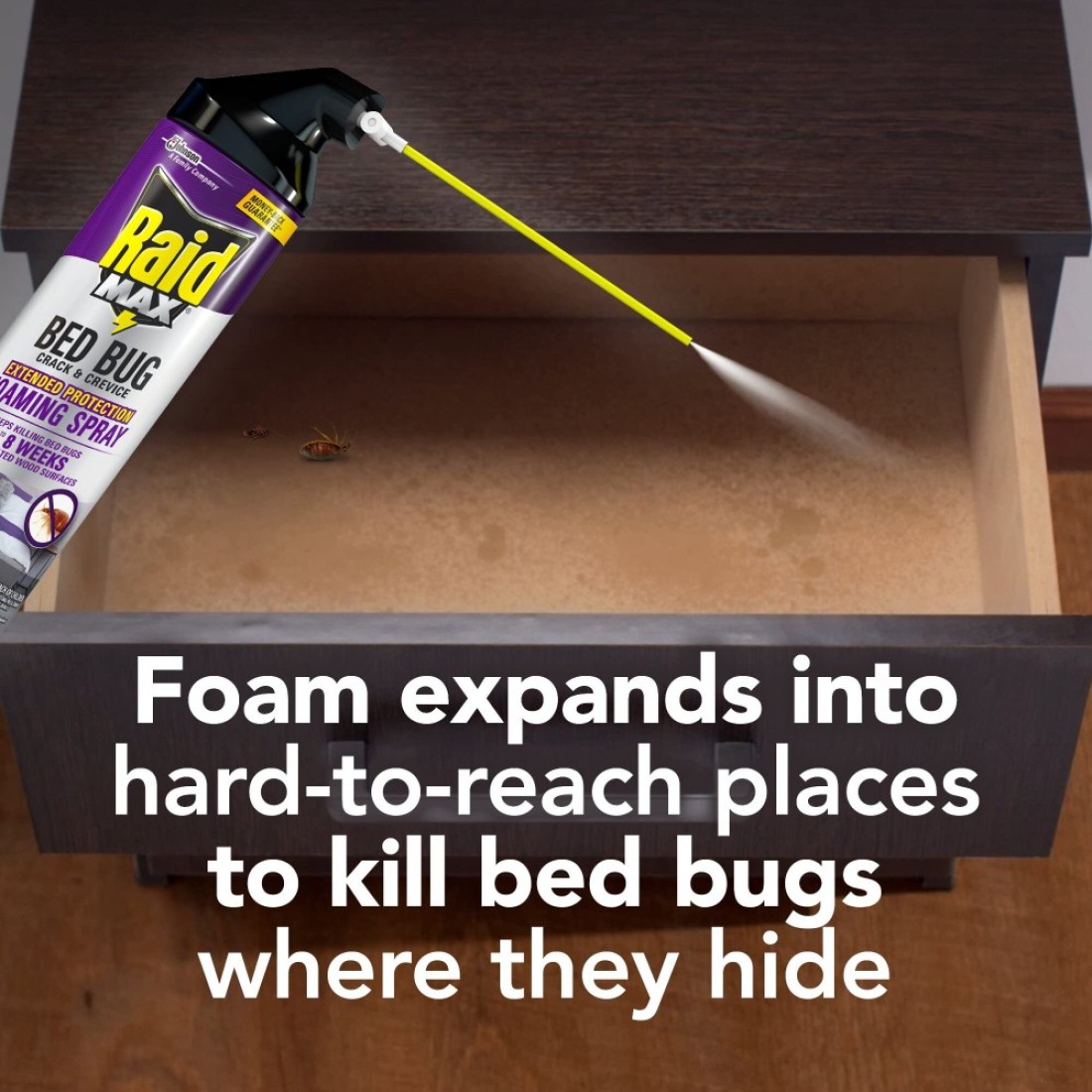 Raid Max Bed Bug Crack Crevice Extended Protection Foaming Spray Kills Bed Bugs for up to 8 weeks on Laminated Woods and Surfaces 175 oz