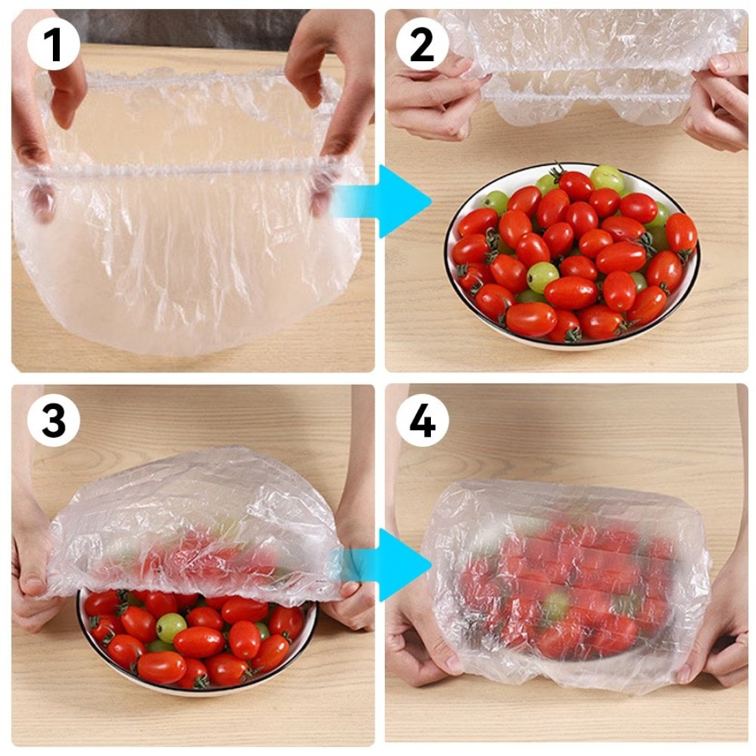 Lavish [100-Unit] Disposable Food Cover Elastic Plastic Wrap Fresh Food Storage Bags