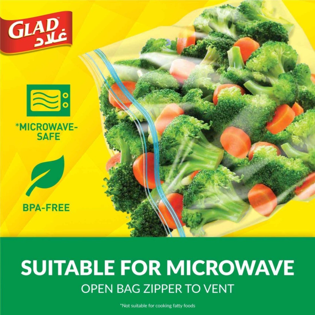 Glad Sandwich Zipper Bags, 100 Bags, 14.4x16.5cm