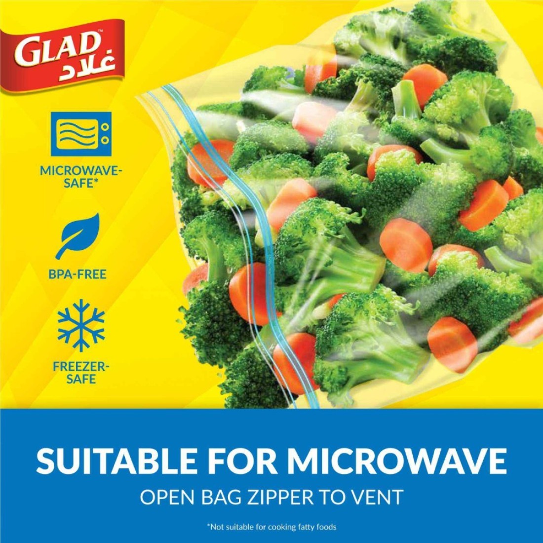 Glad Freezer Zipper Bags, 25 Bags, 16.8x18cm