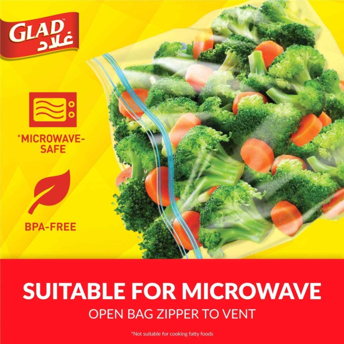 Glad Storage Zipper Bags, 50 Bags, 27.4cm x26.5cm
