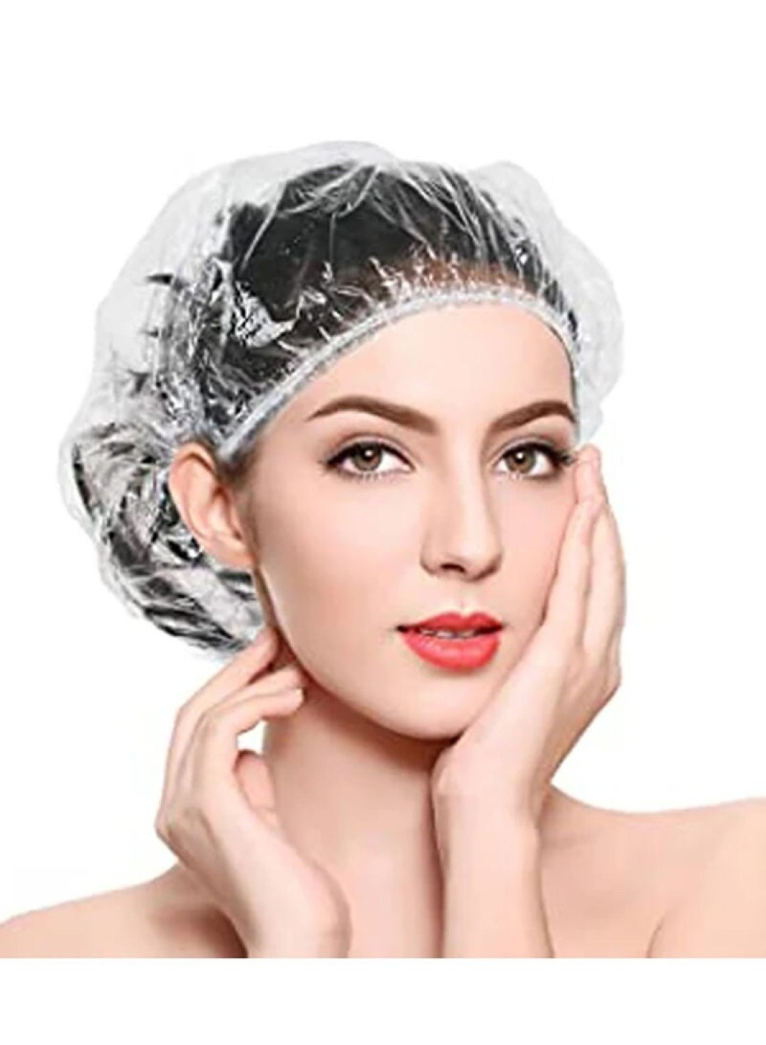Generic 100-Piece Disposable Shower Cap Clear 8X6X2Inch Clear 8X6X2Cm
