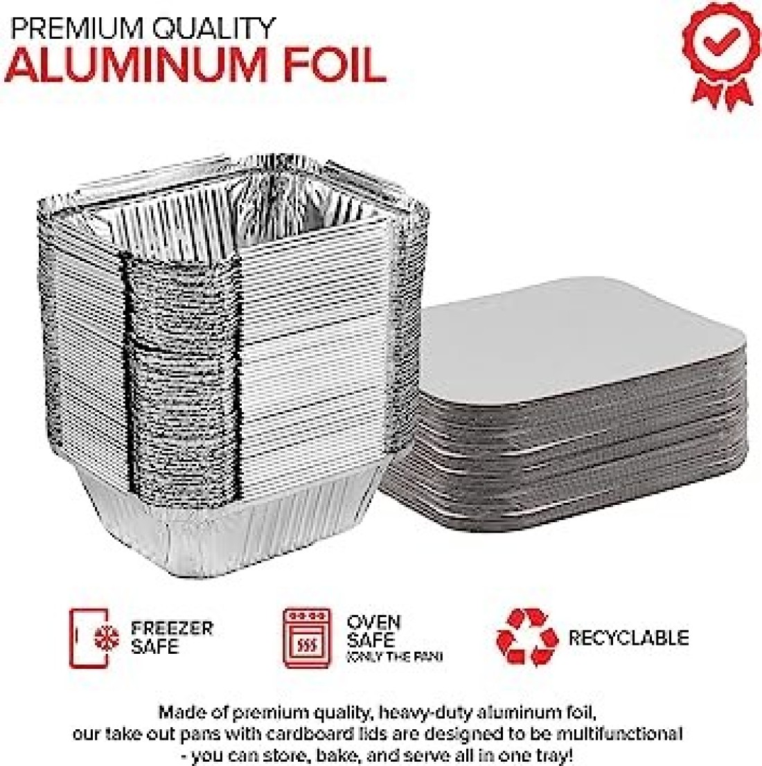 Vsell24 680Cc 50Pc Disposable Aluminium Containers Foil Pans With Lids For Food Storage