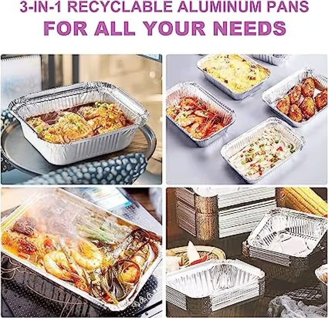 Vsell24 1200Cc 400Pc Disposable Aluminium Containers Foil Pans With Lids For Food Storage