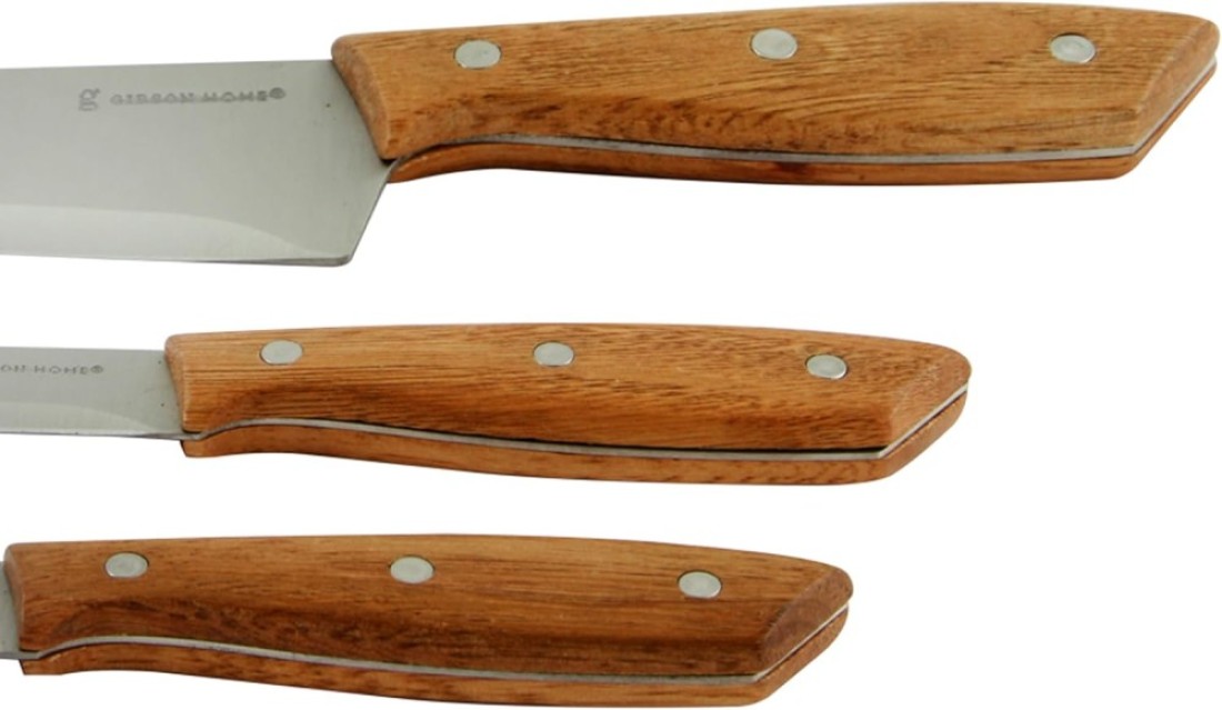 Gibson Home Seward 3 Piece Stainless Steel Cutlery Set with Wood Handles