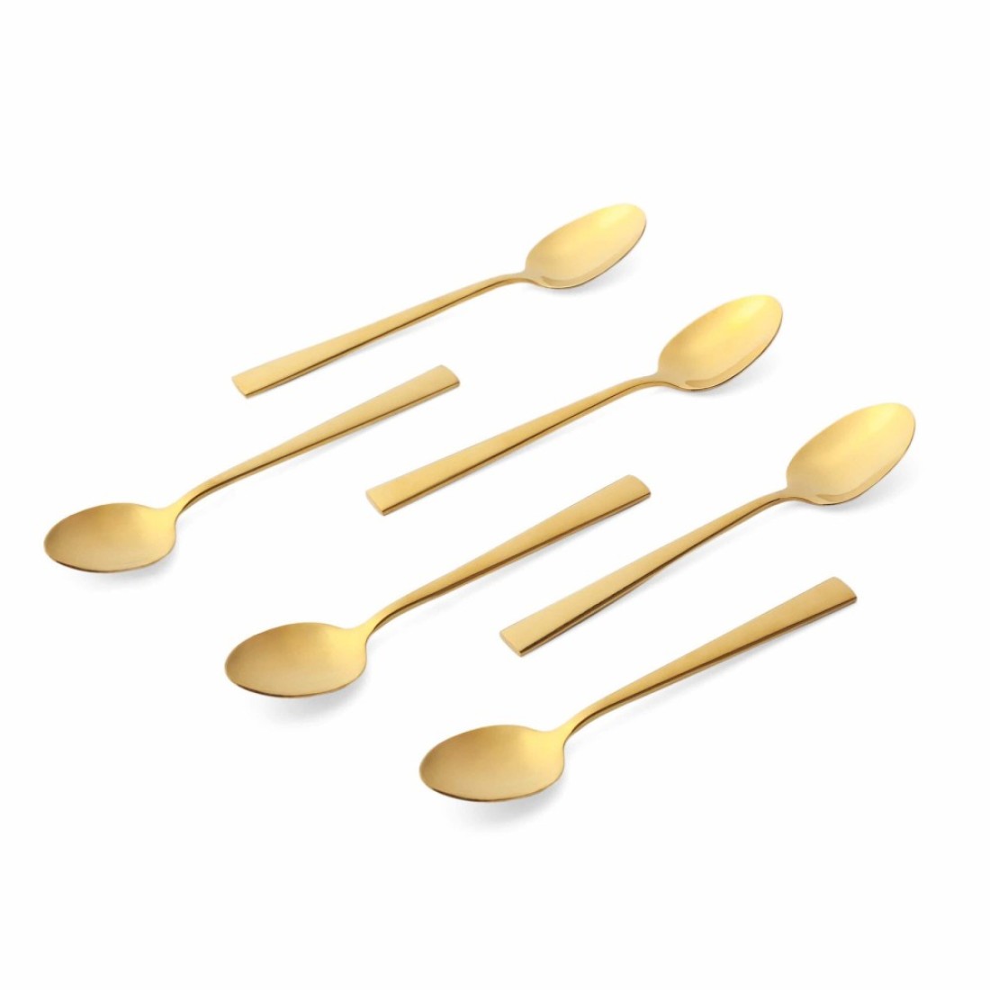 LIFE SMILE - 12pcs Cutlery Set, 18/10 Stainless Steel, Flatware Set, 12pcs Dinner Spoon, Shine Gold, for Home Kitchen, Mirror Polished