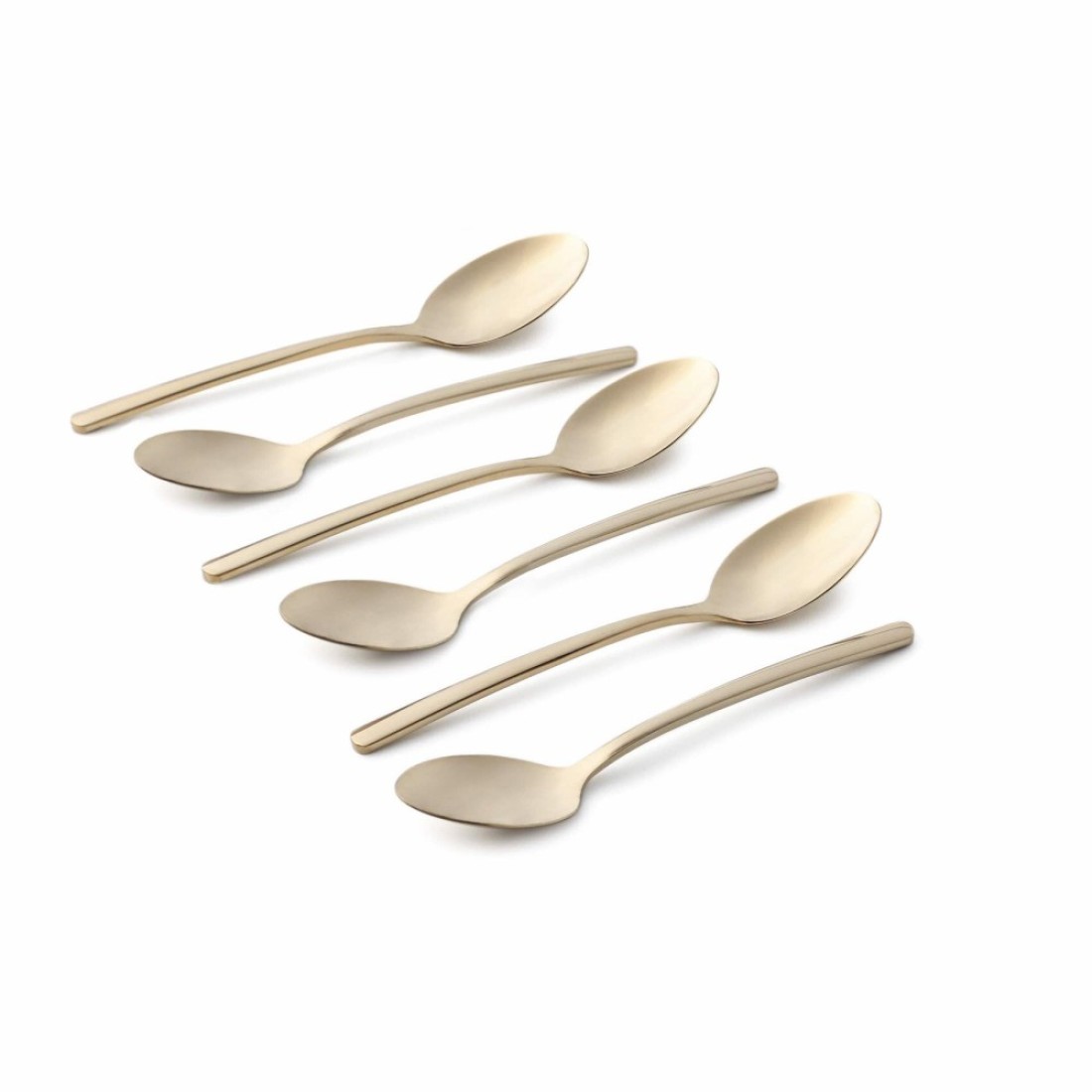 LIFE SMILE - 12pcs Cutlery Set, 18/10 Stainless Steel, Flatware Set, 12pcs Dinner Spoon, Shine Champagne Gold, for Home Kitchen, Mirror Polished