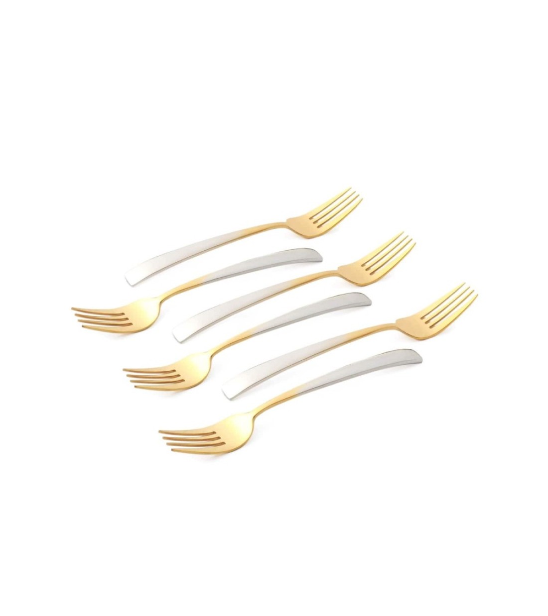 LIFE SMILE - 12pcs Cutlery Set, 18/10 Stainless Steel, Flatware Set, 12pcs Dinner Fork, Gold Gradient, for Home Kitchen, Mirror Polished
