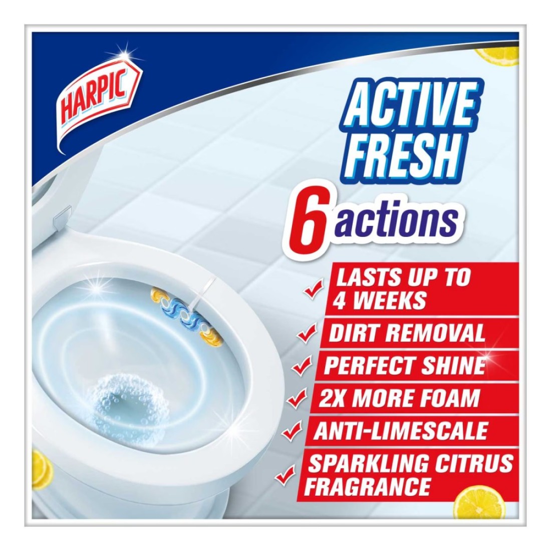 Harpic Active Fresh Sparkling Citrus 2 Toilet Rim Blocks 70g 2 PCS