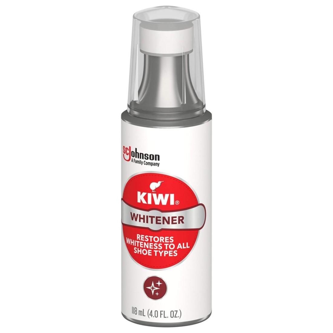 KIWI Shoe Whitener For Leather Vinyl Canvas Nylon and More 4 Fl Oz Includes Sponge Applicator