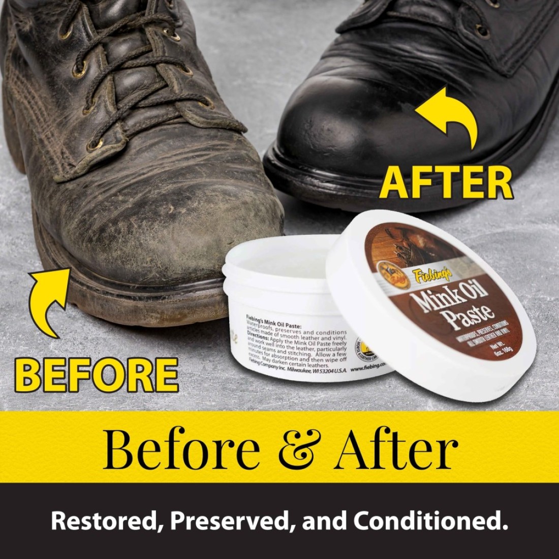 Fiebings Mink Oil for Leather Boots 6 oz Leather Cleaner Conditioner Waterproof Preserve Soften All Smooth Leathercraft Vinyl Prevents Salt Stains Use On Couch Shoe Purse Belt