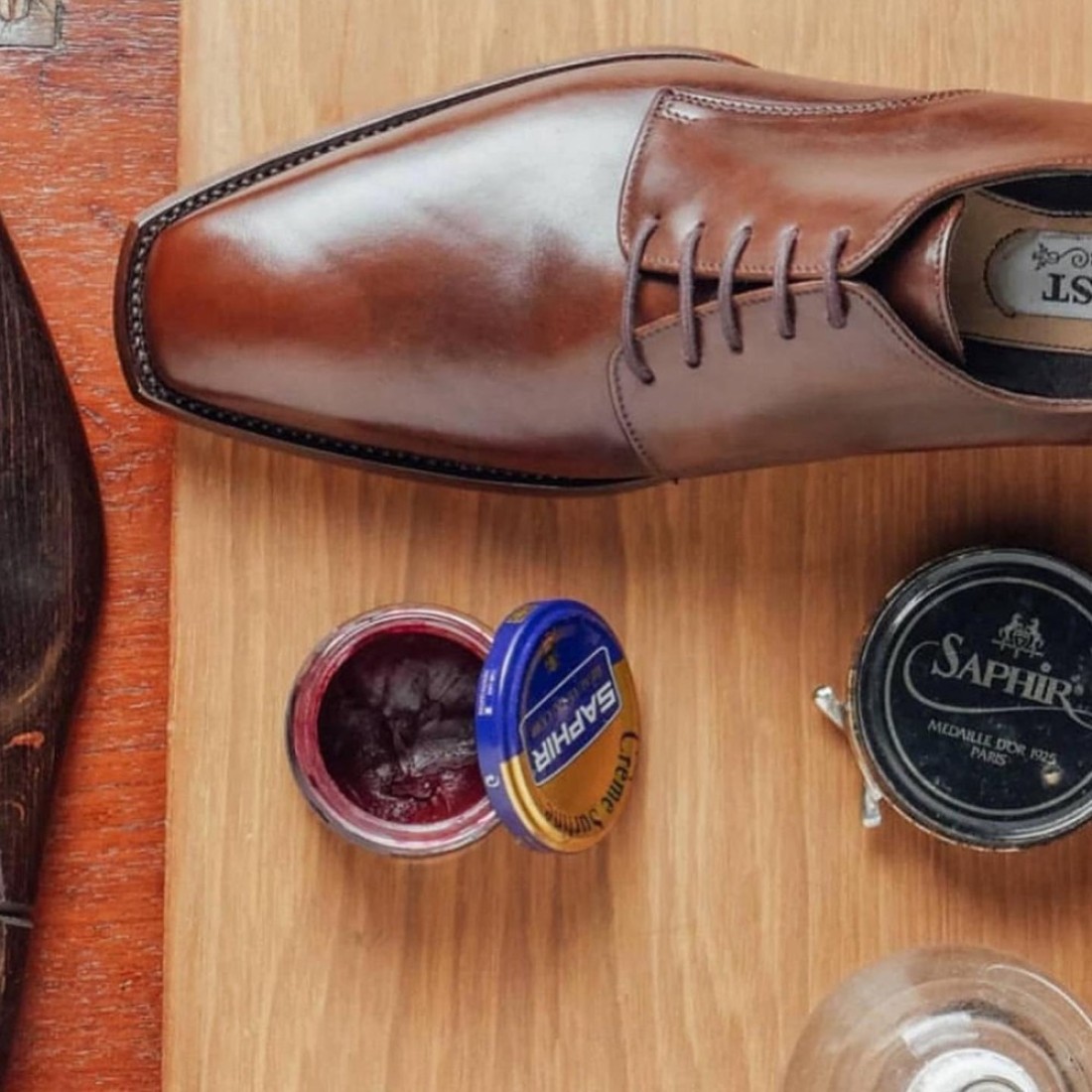 SAPHIR Creme Surfine Pommadier Shoe Polish Beeswax Cream for Leather Products Navy Blue