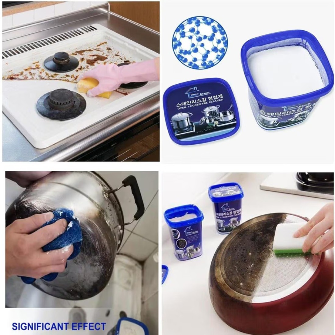 Heavy-Duty Oven &amp; Cookware Cleaner Powder Multi-Purpose Cleaning Paste for Stainless Steel, Pans, Grills, and Stovetops
