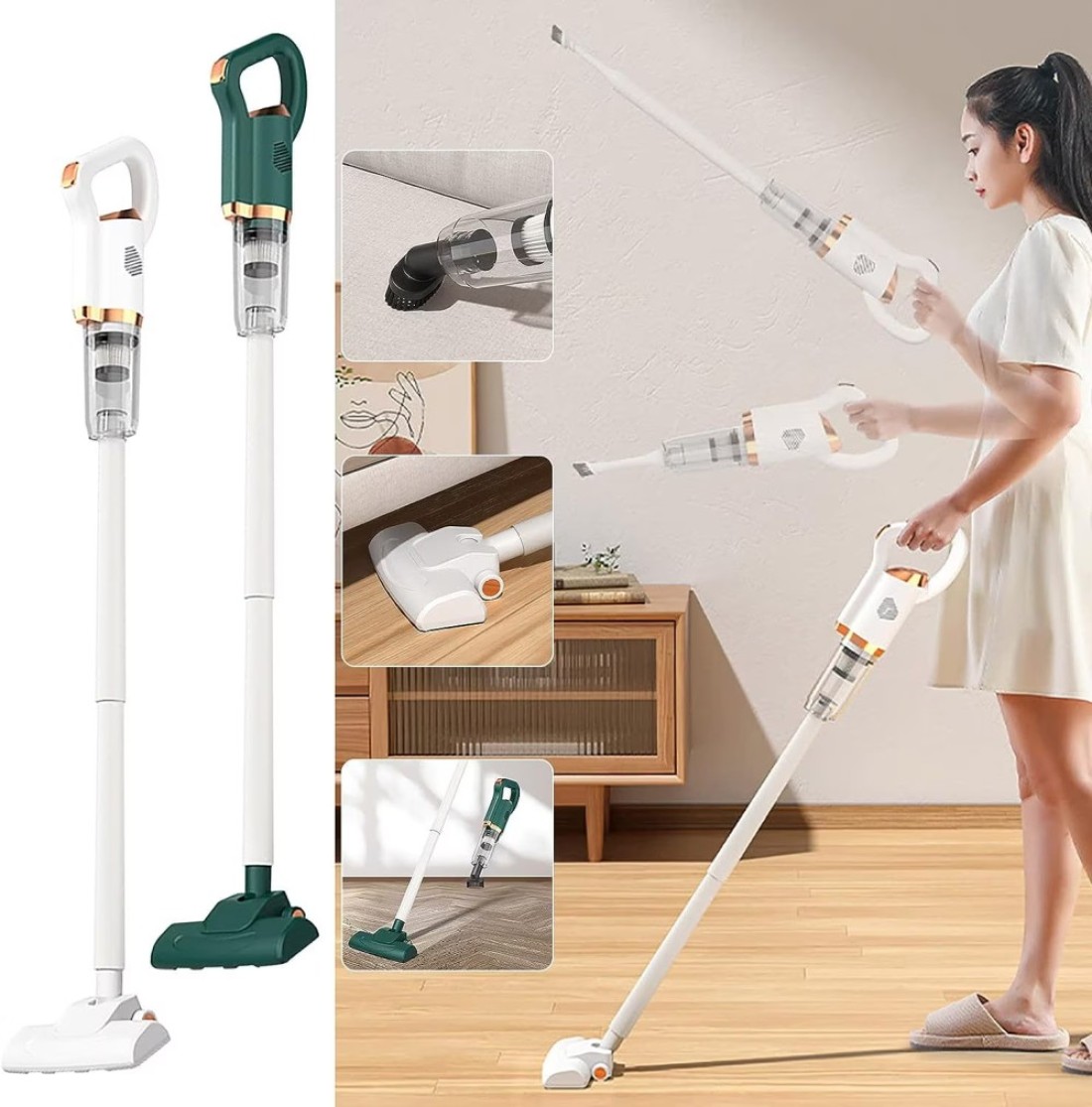 Cordless Vacuum Cleaner 2 in 1 Wireless Cleaner Stick Vacuum Rechargeable Battery Handheld Vacuums with 8500Pa Powerful Suction, 30 Mins Runtime
