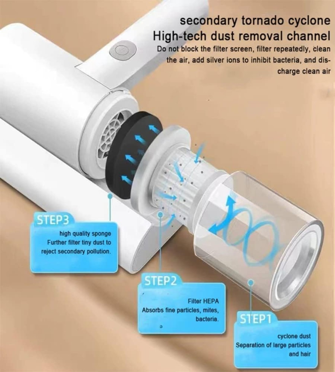 Marrkhor Vacuum Cleaner,Handheld UV Bed Vacuum,Mite Removal Instrument Wireless Mite Remover Cleaning Machine for Pillows, Sheets, Mattresses, Sofas, Plush Toys and Other Fabric Surfaces