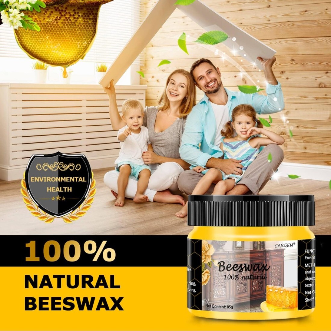 CARGEN Beeswax Furniture Polish Wood Seasoning Beeswax for Furniture Wood Polish for Floor Tables Chairs Cabinets for Home Furniture to Protect and Care 1pcs Wood Wax and Sponge