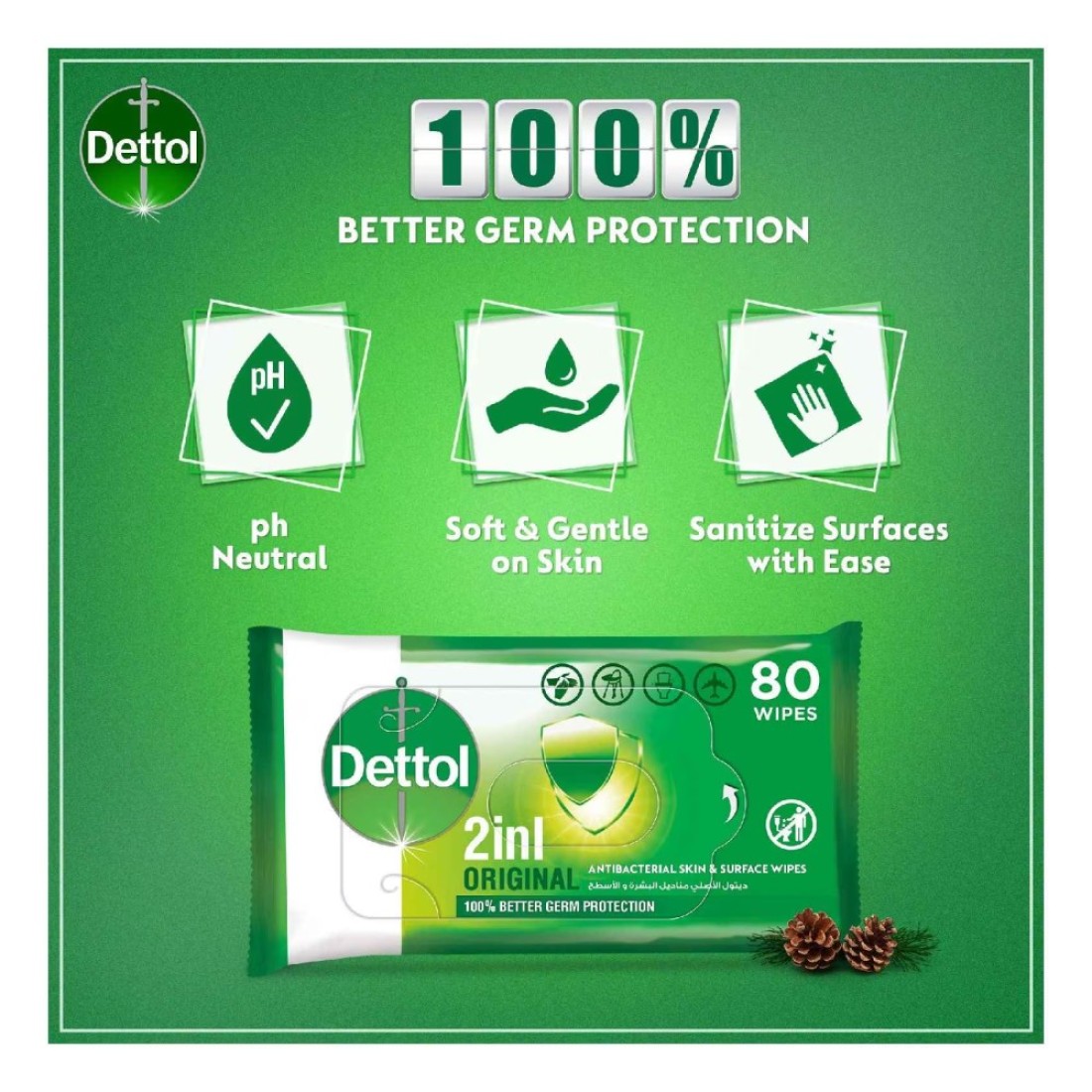 Dettol Anti-Bacteria 80 Wipes