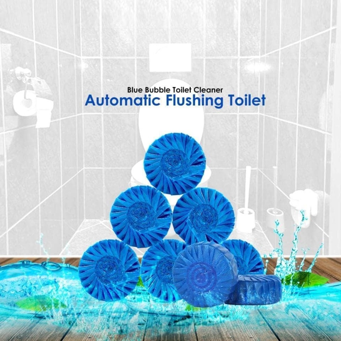 Marrkhor 20-Pcs Automatic Toilet Bowl Cleaner Tablets Stain Remover Bathroom Flush Tank Blue Tablets